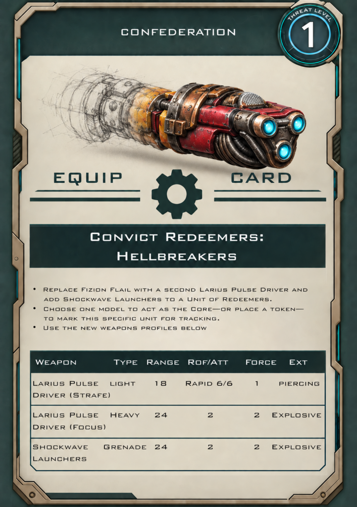 Convict Redeemers equipment card